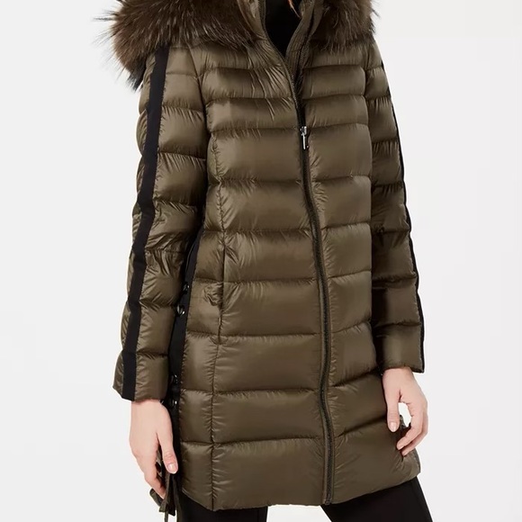 1 Madison black fur trimmed down coat xs - Picture 7 of 7